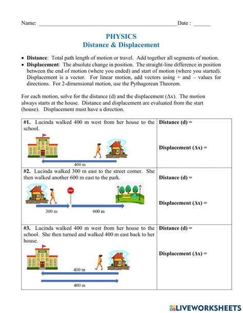 distance and displacement worksheet